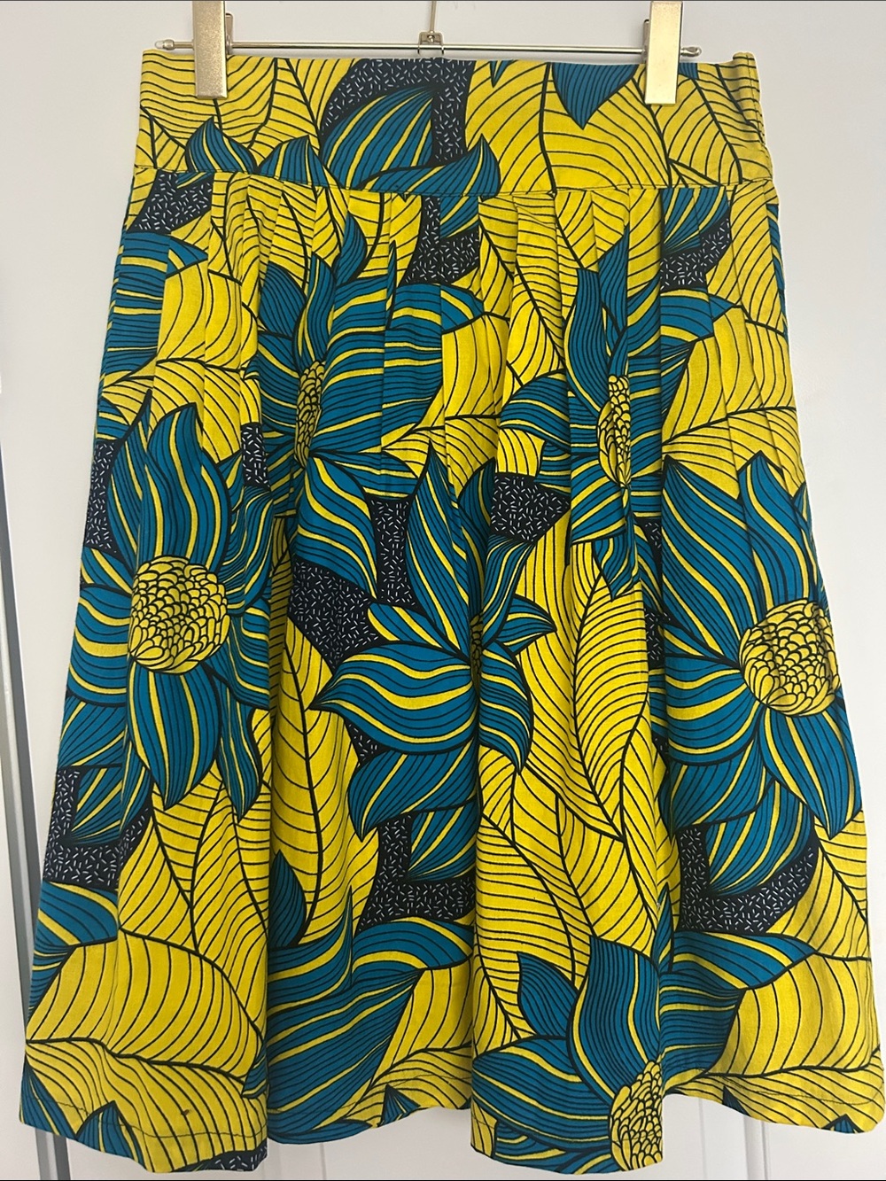 Private Label Yellow & Teal Floral Circle Skirt